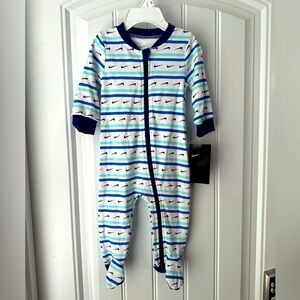 Adorable Nike infant size 6 months white blue stripe one piece outfit NWT
